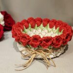 🤍 Koszyk Flower ze sznurka bawełnianego – ręcznie pleciony koszyk z kwiatami