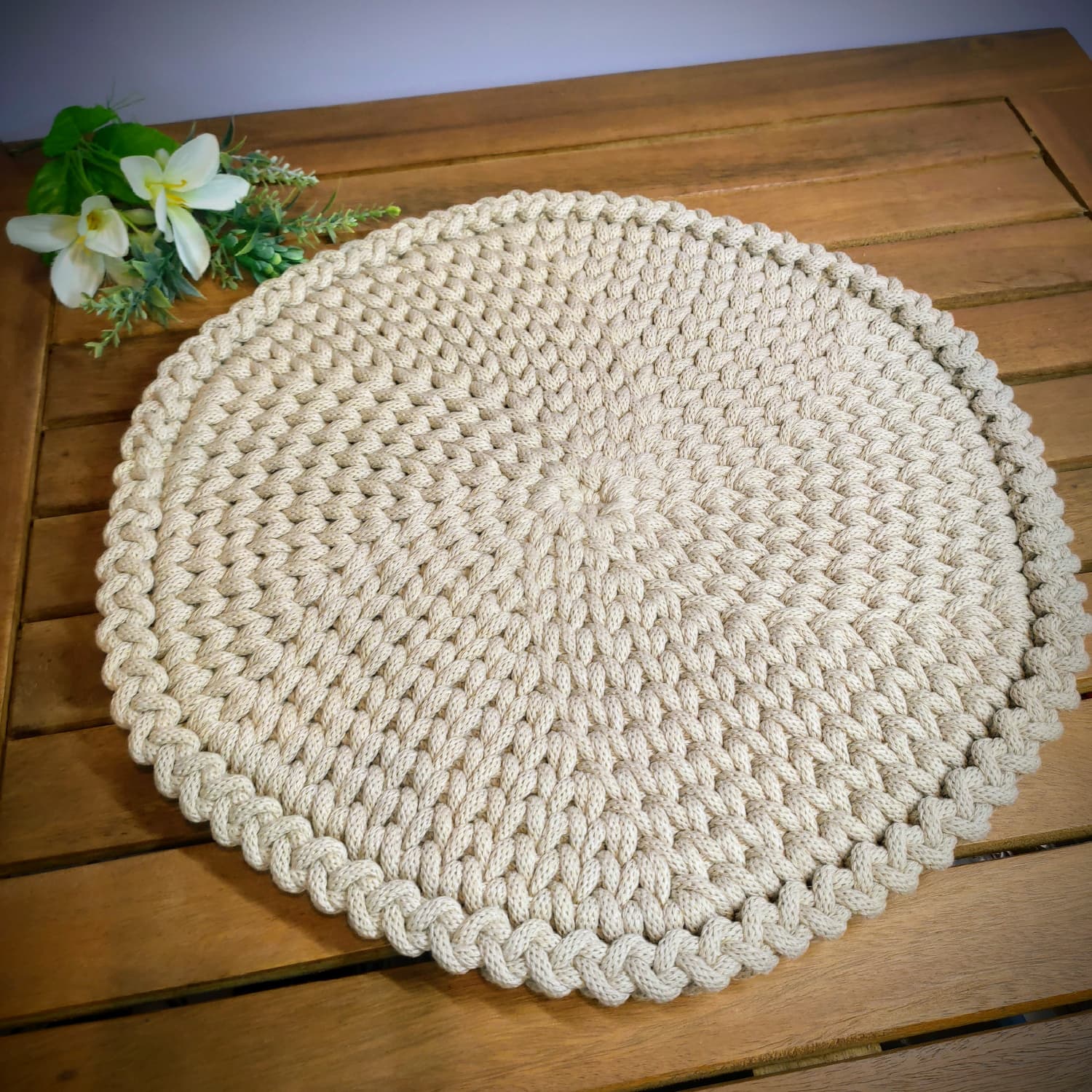 okrągła podkładka stołowa ze sznurka w stylu boho handmade okrągła podkładka stołowa ze sznurka w stylu boho handmade