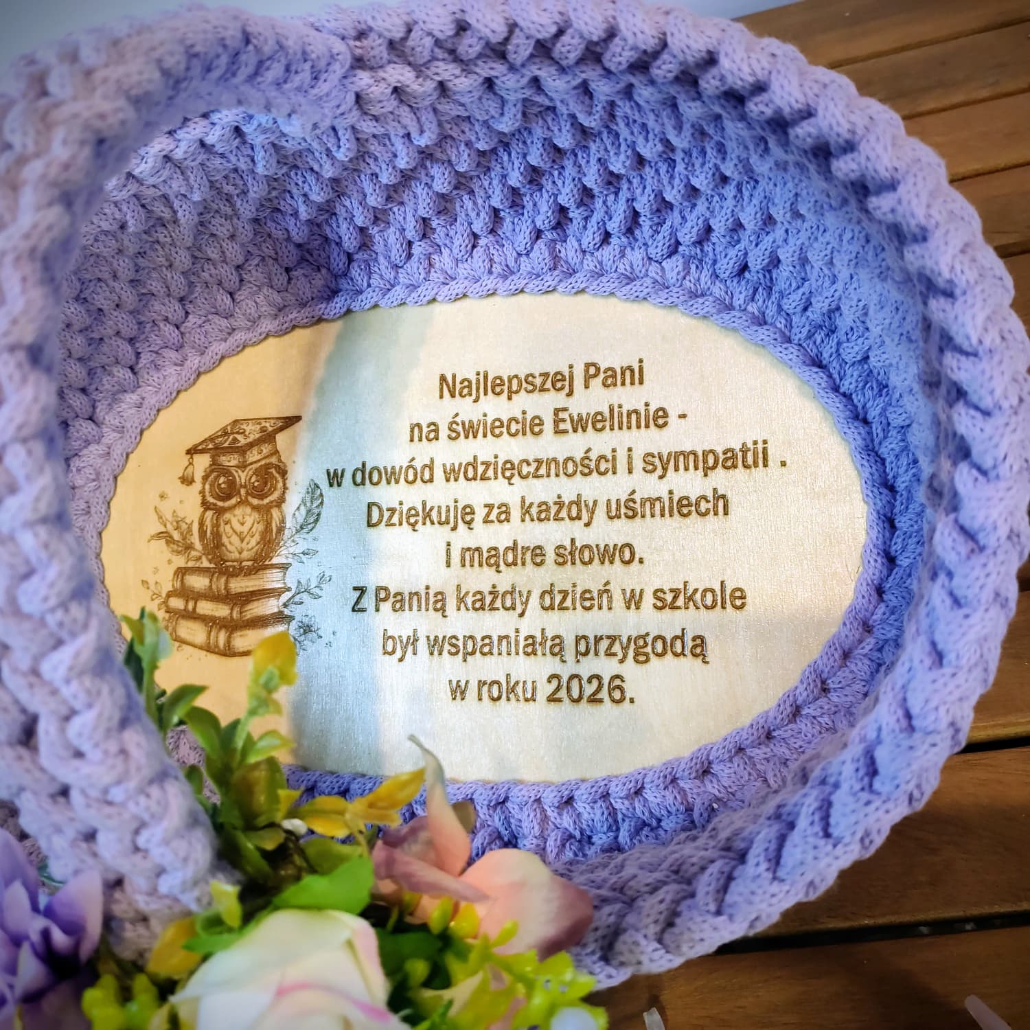 koszyk z raczką - personalizowany w kolorze lila koszyk z raczką - personalizowany w kolorze lila