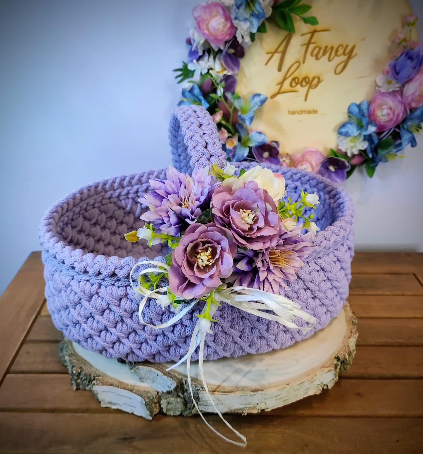 koszyk z raczką - personalizowany w kolorze lila koszyk z raczką - personalizowany w kolorze lila