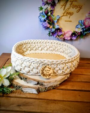 koszyk owalny ze sznurka 30x20 cm handmade | organizer