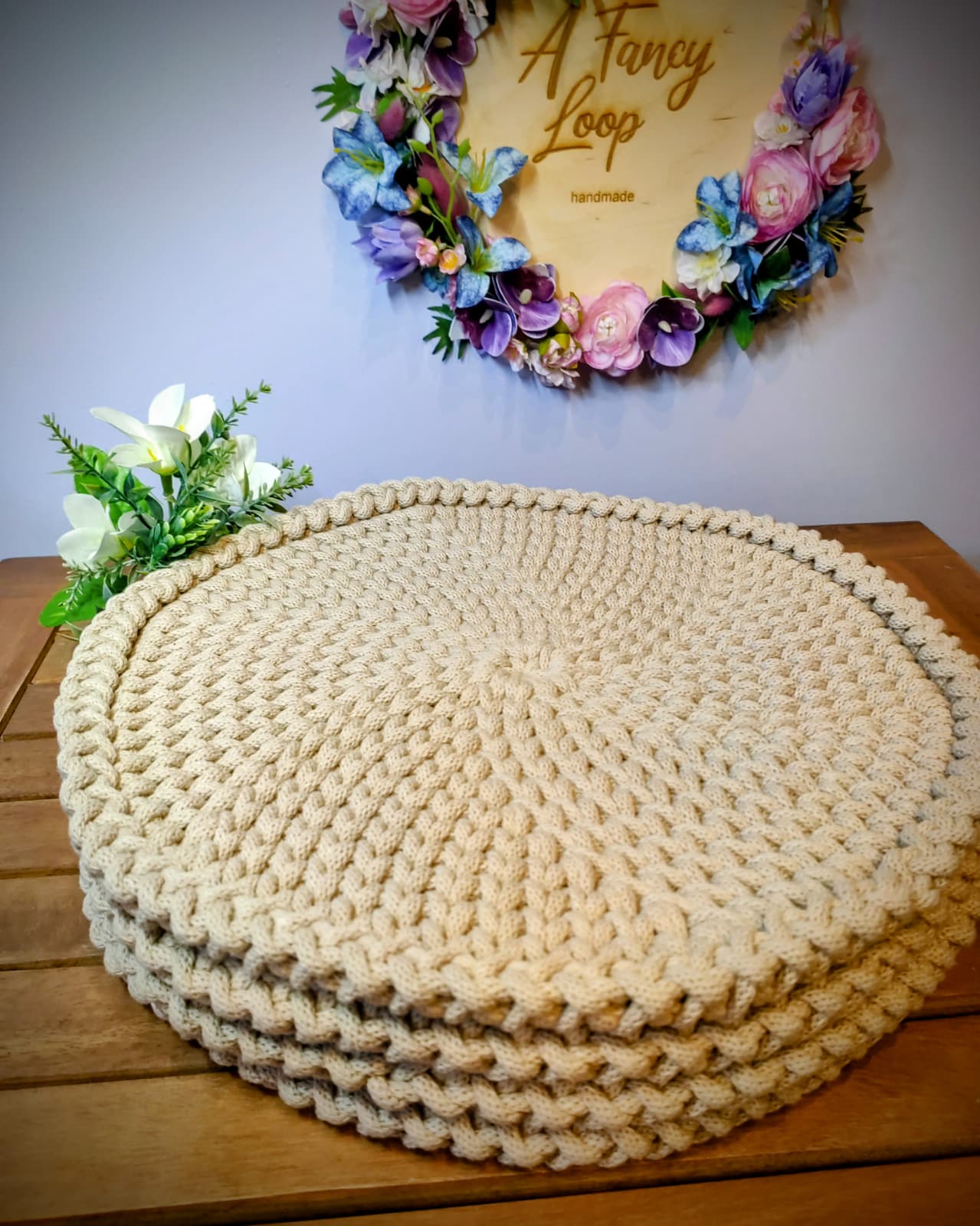 podkładki na stół ze sznurka bawełnianego 35 cm – komplet 4 szt. podkładki na stół ze sznurka bawełnianego 35 cm – komplet 4 szt.